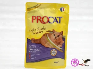 Procat Soft chunks in Gravy for adult with Turkey and liver 100gm